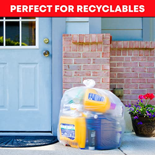 30-33 Gallon Trash Bags Heavy Duty (Value 100/Bags w/Ties) Clear Large Plastic Recycling Garbage Bags. 30 Gal, 32 Gallon Clear Large Trash Bags