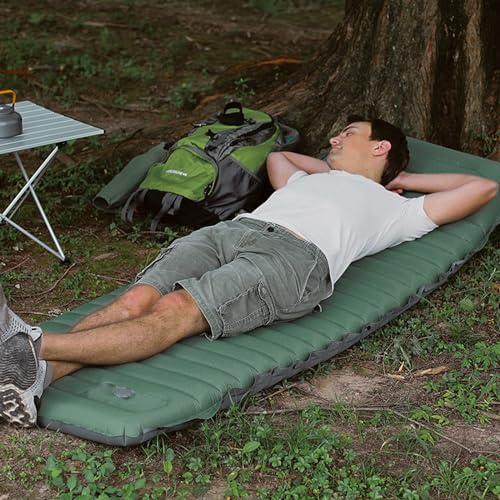 Set of 2 Sleeping Pad for Camping Ultralight Inflatable Sleeping Mat with Built-in Foot Pump And Pillow Lightweight Camping Mattress Pad for Car Camping Backpacking Tent And Hiking , Orange-Grey