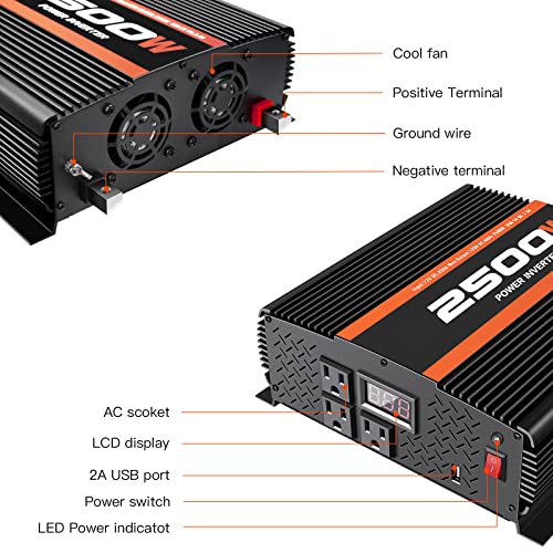 5500 Watt Power Inverter 5500W Inverter 12V to 110V/120V Inverter Truck Solar RV Inverter Power Inverter for RV Trucks semi Trucks Solar Panels 12V to 110V Converter with LCD Display