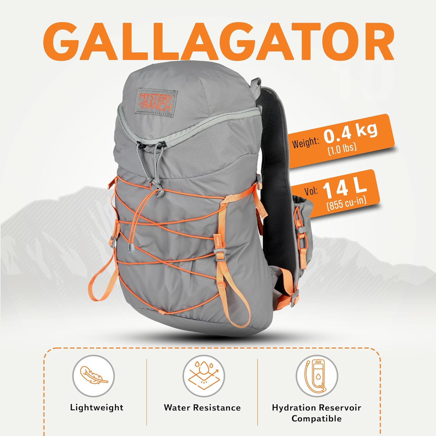 Mystery Ranch Gallagator 15 Travel Bag to Hiking Backpack Daypack, Gravel, L/XL