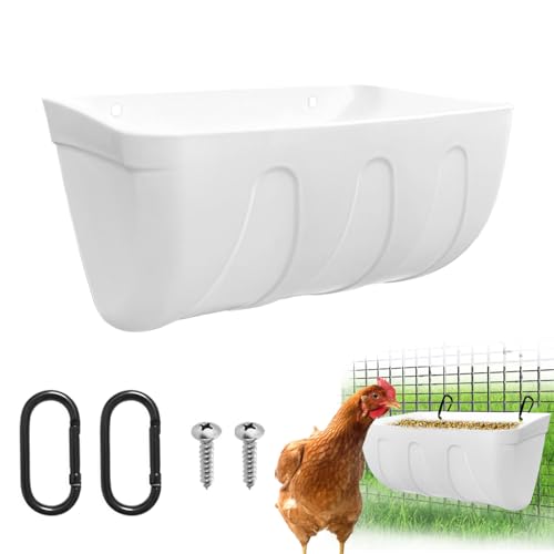 Hanging Chicken Feeder Trough, 4 Pack Fence Feed Feeder for Goat Sheep Deer Poultry Duck Livestock Feeding Container Goats Supplies Feeders Waterer Bucket