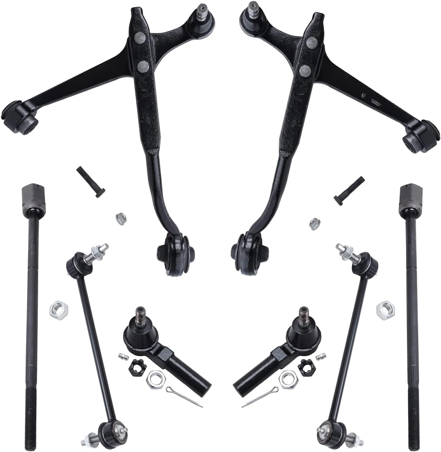 Detroit Axle - 8pc Front End Control Arms Kit for 99-03 Ford Windstar, 2 Lower Control Arms w/Ball Joint 4 Tie Rod Ends 2 Sway Bars 1999 2000 2001 2002 2003 Replacement