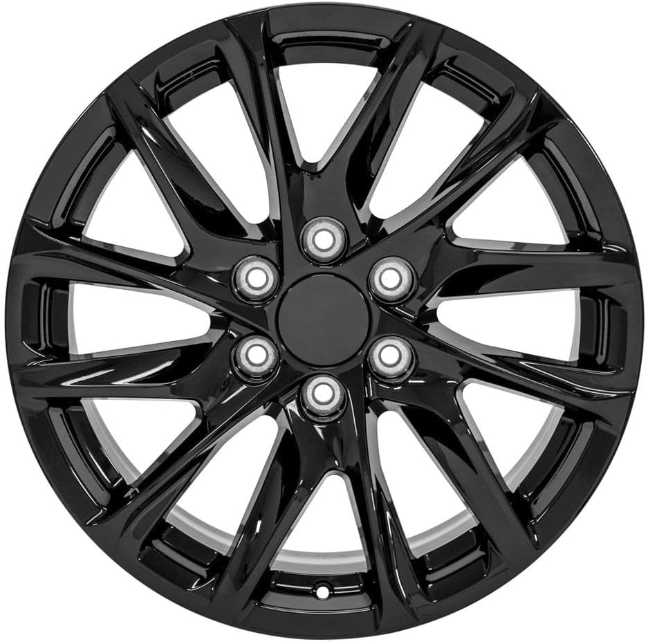 OE Wheels LLC 20 inch Rims Fits Escalade Chevy Silverado Tahoe Sierra Yukon CA91 20x9 Rim Gloss Black SET
