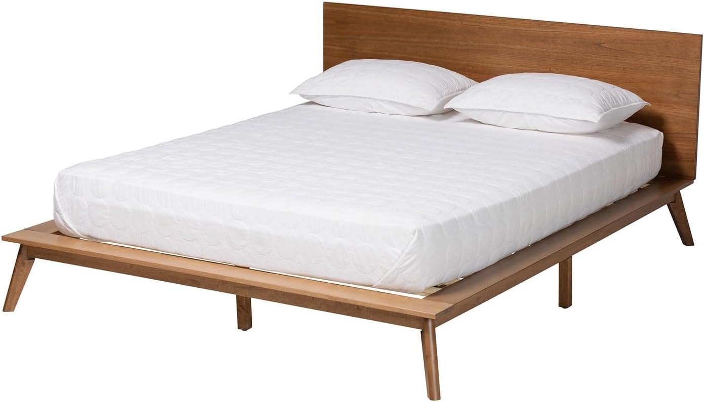Baxton Studio Wheatley Wood King Size Platform Bed in Walnut Brown