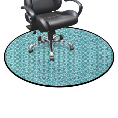 Dark Blue White Round Rug with Pattern Office Chair Mat Protector for Hardwood Tile Floor Multi-Purpose Anti-Slip Desk Chair Mat Old Fashion Romantic Decorating Diameter 43.3 in
