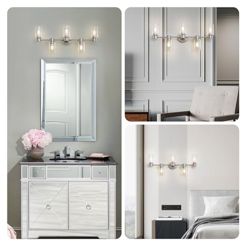 WUZUPS 5-Light Pendant Chandelier Light Frosted White Glass Shade with Grain Ceiling Lighting Elegant Modern Fixture Bathroom Kitchen Dining Room Entry Foyer, H 15.8