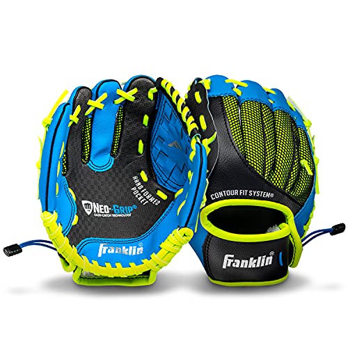 Franklin Sports Teeball Glove - Left and Right Handed Youth Fielding Glove - Neo-Grip - Synthetic Leather Baseball Glove - 9.0 Inch - Ready To Play Glove with Ball