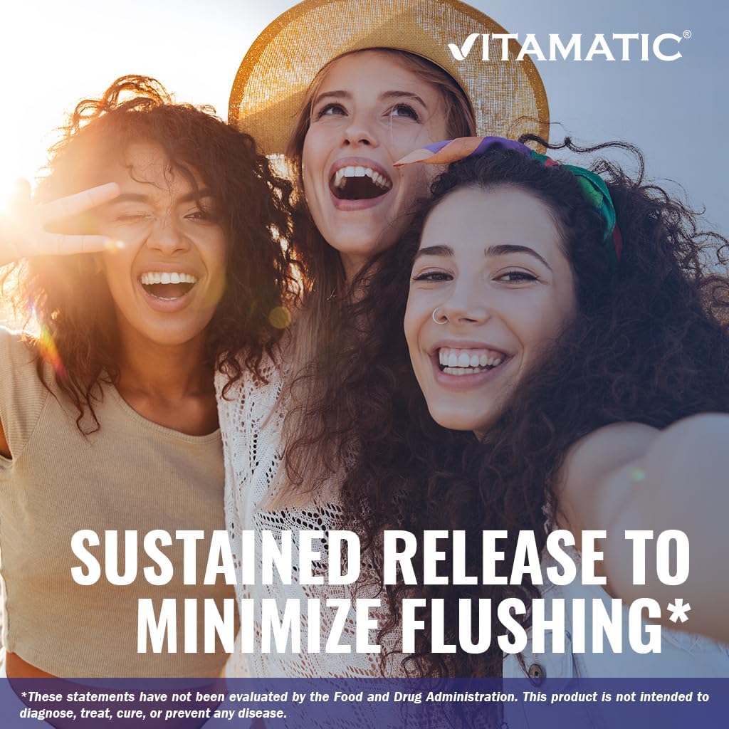 Vitamatic Niacin (Vitamin B3) 500mg, Sustained Release, 240 Tablets - Non-GMO & Gluten Free