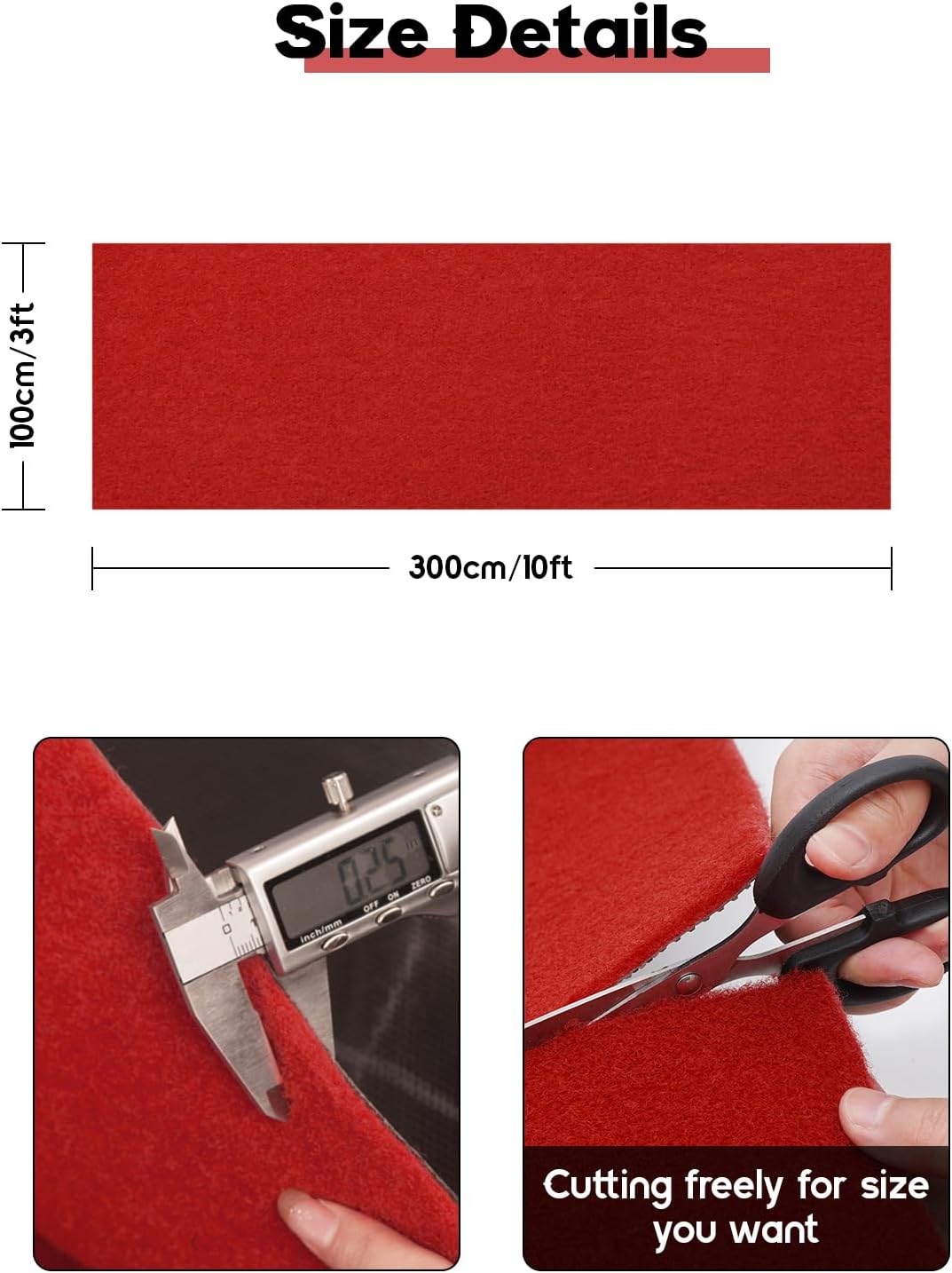 Red Carpet Runner for Party, 3x10ft Extra Thick Non-Slip Red Aisle Runner Rugs for Proposal Wedding and Events Prom Decorations, Outdoor Carpet, Entryway Rug Indoor Red Runner Rug for Hallway