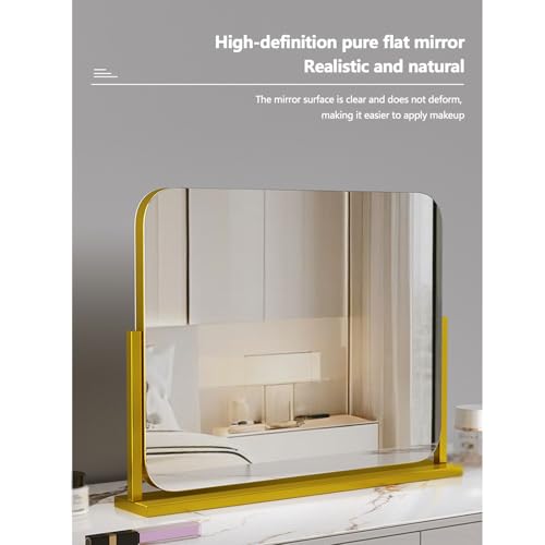 Desktop High-Definition Makeup Mirror, Portable European Vanity Mirror Square Rotating Dressing Mirror for Makeup Desk, Bedroom, Dressing Room,Black