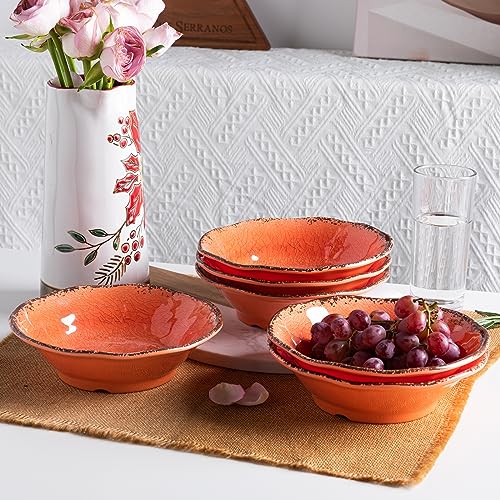 Melamine Bowls Set, 100% Melamine 24 OZ Salad/Soup/Pasta/Cereal Bowls Set of 6, Basic White Kitchen Bowl Sets, Break Resistant and Lightweight, Great for RVs and Camper Trailer