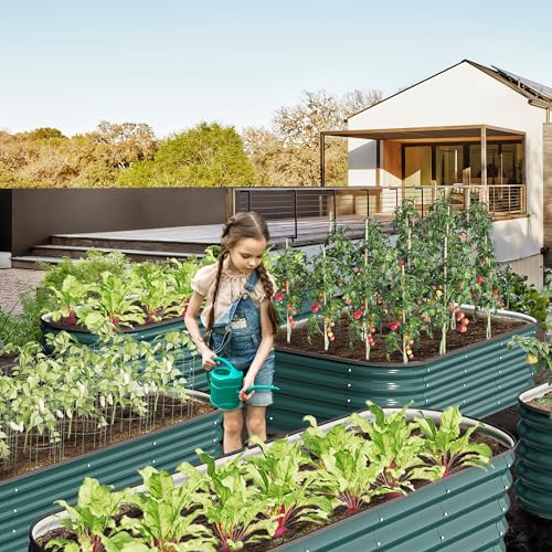 YITAHOME 6x3x1.5ft Raised Garden Bed Kit, Galvanized Raised Bed with Gloves & Support Rod, Outdoor Patio Planter Box for Plants Vegetables Flowers,Dark Gray