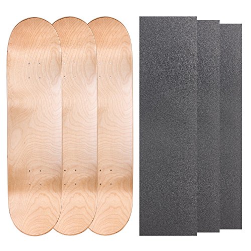Cal 7 Blank Maple Skateboard Decks with Grip Tape (Bundle of 3, Combinations)