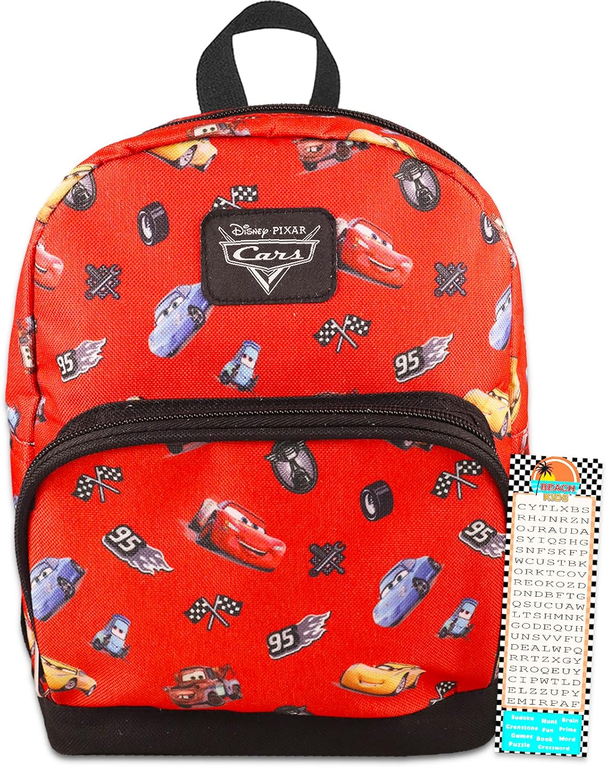 Disney Cars Mini Backpack for Women - 10” Canvas Pixar Cars Backpack with Front Pocket and Bookmark | Lightning McQueen Backpack Purse Bundle