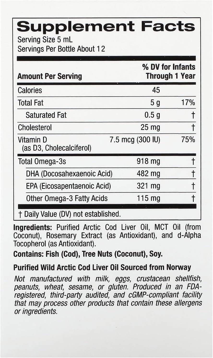 California Gold Nutrition Baby's DHA, Omega-3s with Vitamin D3, 1,050 mg, 2 fl oz (59 ml)