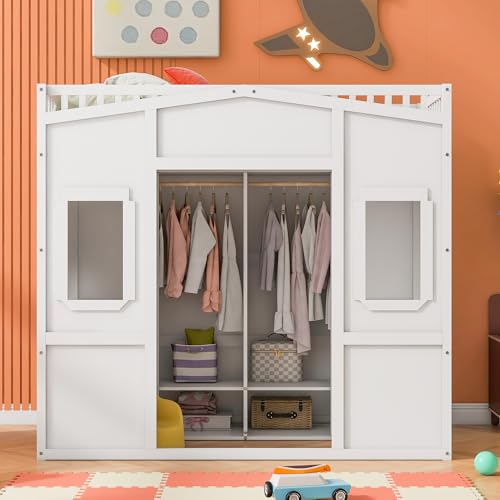 Stairway Twin Over Twin Bunk Bed with Trundle,4 Open Shelves,Can be Divided into Two Bedframes for Bedroom,Dorm,Adults/Kids,Espresso