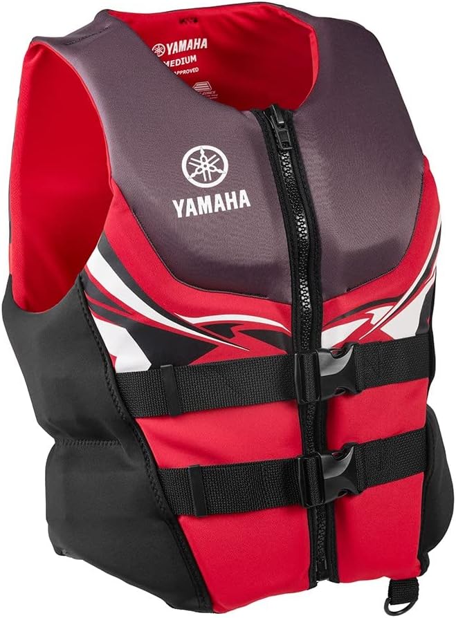 Yamaha Motor Corp. Men's Neoprene Two-Buckle PFD Life Jacket Vest (Medium, Red/Black/White) (318 (MAR-22VNE))