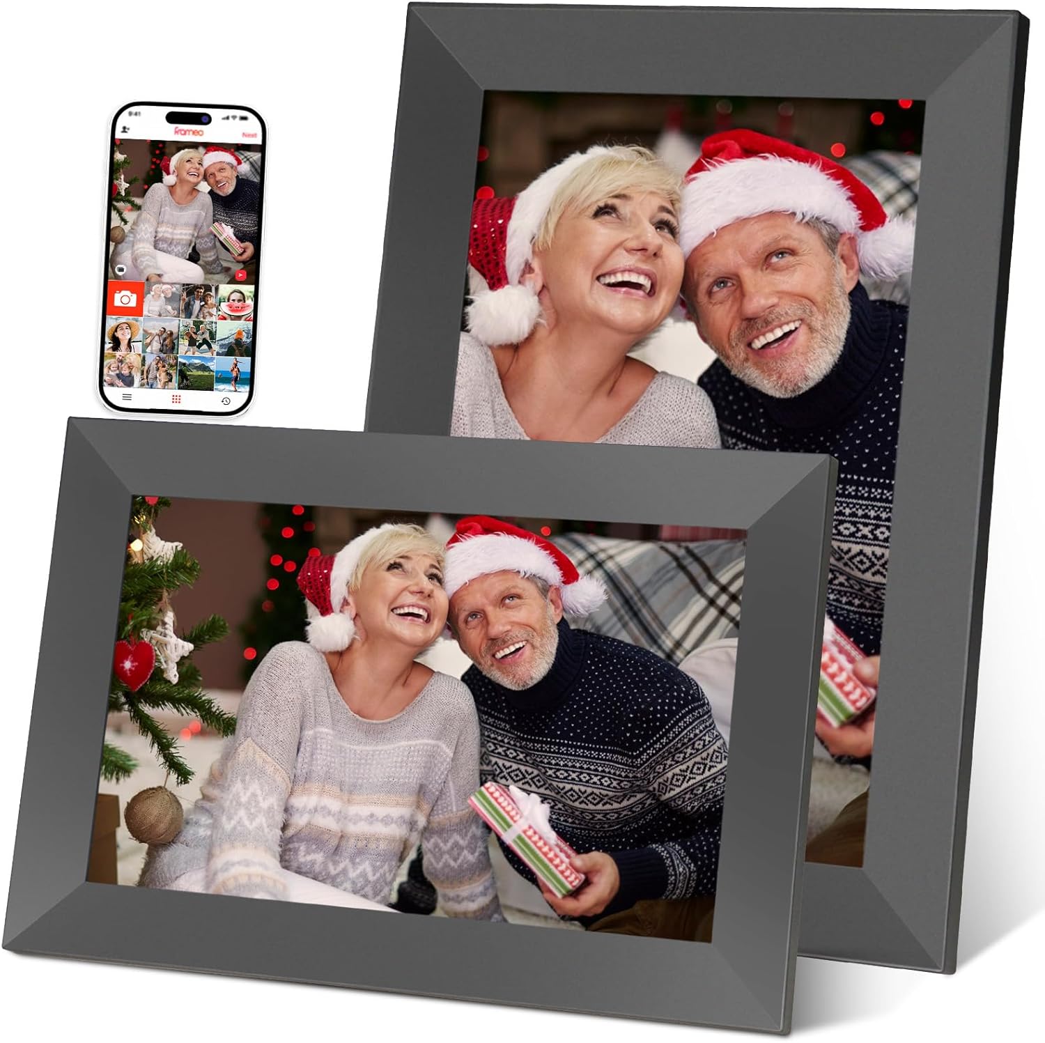 FRAMEO 10.1 Inch WiFi Digital Picture Frame,Digital Frame Built-in 32GB Storage,1280x800 HD,Touch Screen,Wall Mountable,Auto-Rotate,Share Photos/Videos Instantly from Anywhere