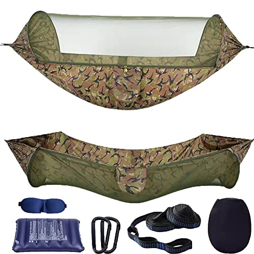 Camping Hammock with Mosquito Net - Portable Travel Hammock Bug Net - Camping Equipment - Hammock Tent for Outdoor Hiking Campin Backpacking Travel (Orange + Black)