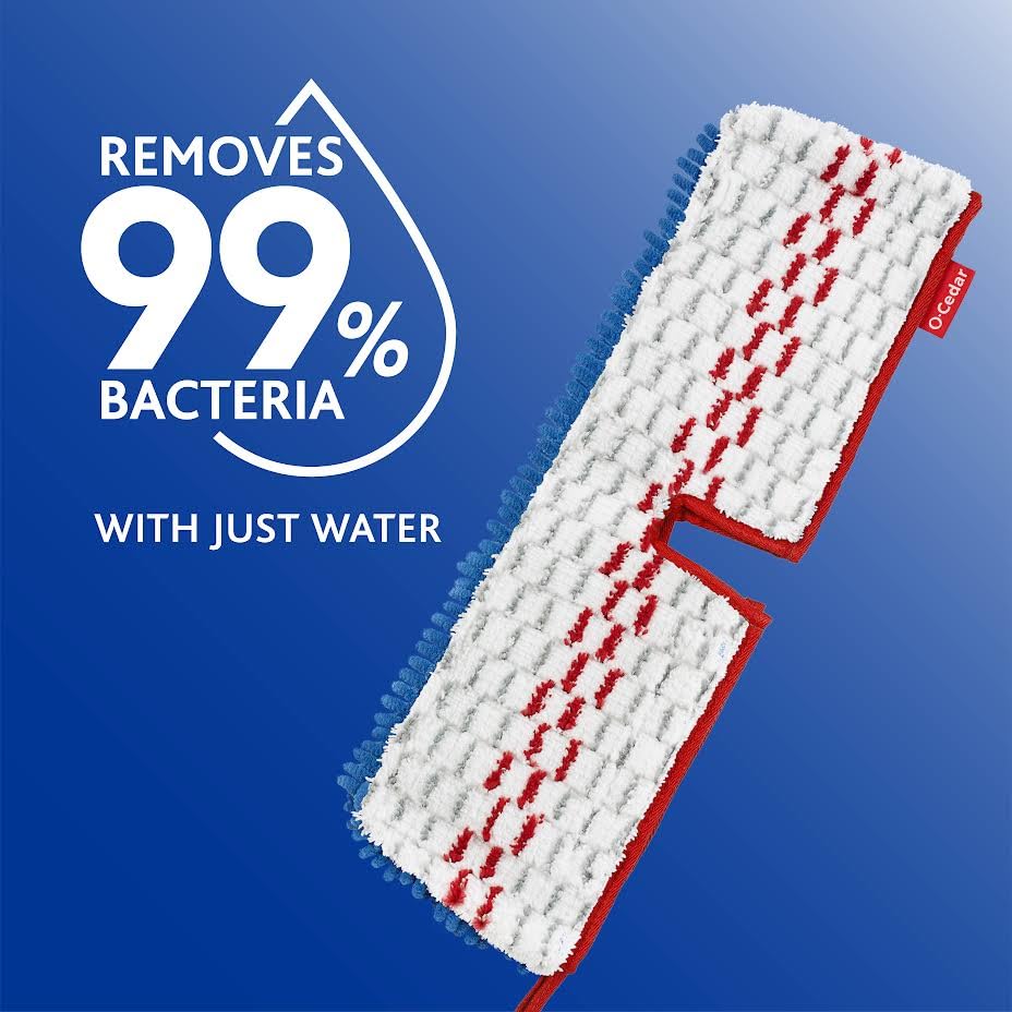 O-Cedar Hardwood Floor 'N More Microfiber 3-Action Flip Mop Refill (2-Pack) | Double-Sided Mop Head with Microfiber and Chenille | Reusable, Machine-Washable Mop Head Replacement