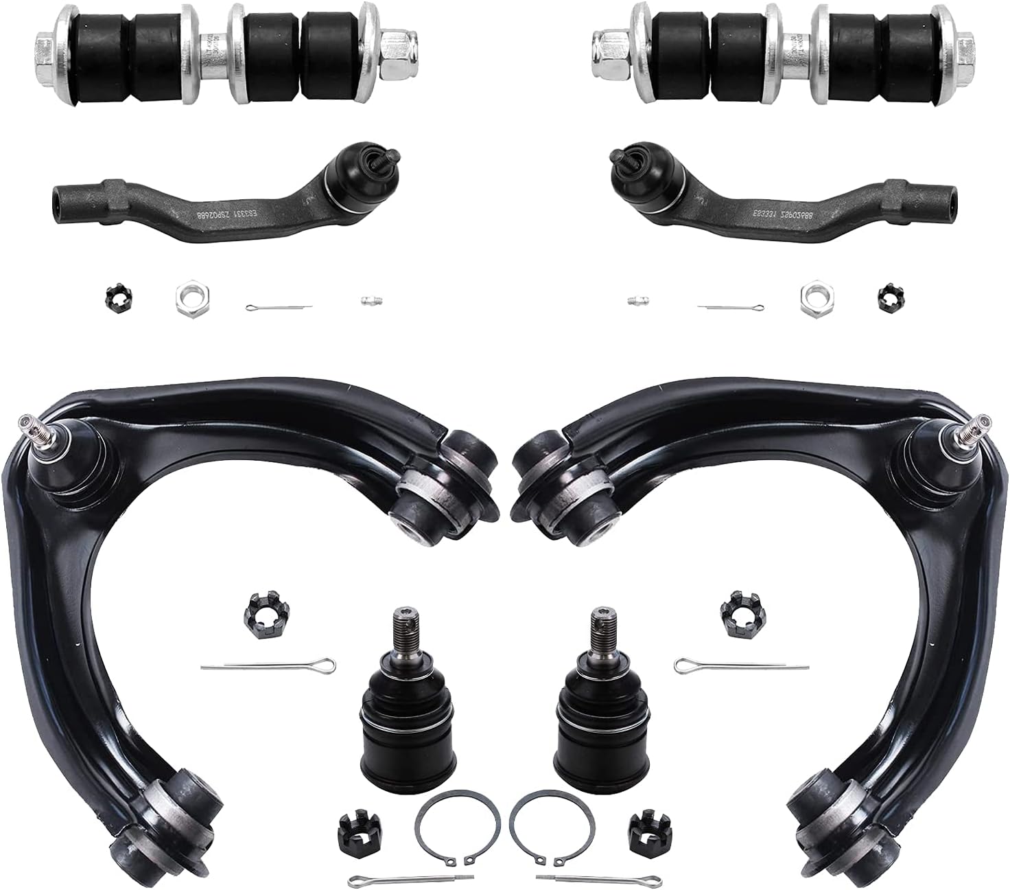 Detroit Axle - 8pc Front End Suspension Kit for 1996-2000 Honda Civic 2 Upper Control Arms w/Ball Joints 2 Lower Ball Joints 2 Sway Bar Links 2 Outer Tie Rod Ends 1997 1998 1999 Replacement
