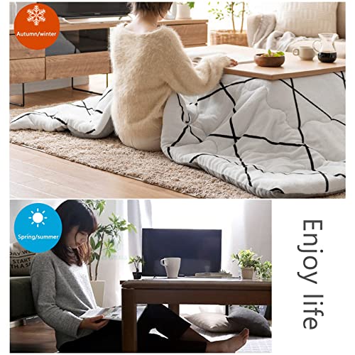Kotatsu Heater Table Set,Foot Warmer Coffee Tables,Multifunction Bed Laptop Desk,Home Office Writing Modern Wooden Desk, Tea Low Table for Floor Sitting Made,Table+Quilt+Carpet+Heater (Size : 105x80x