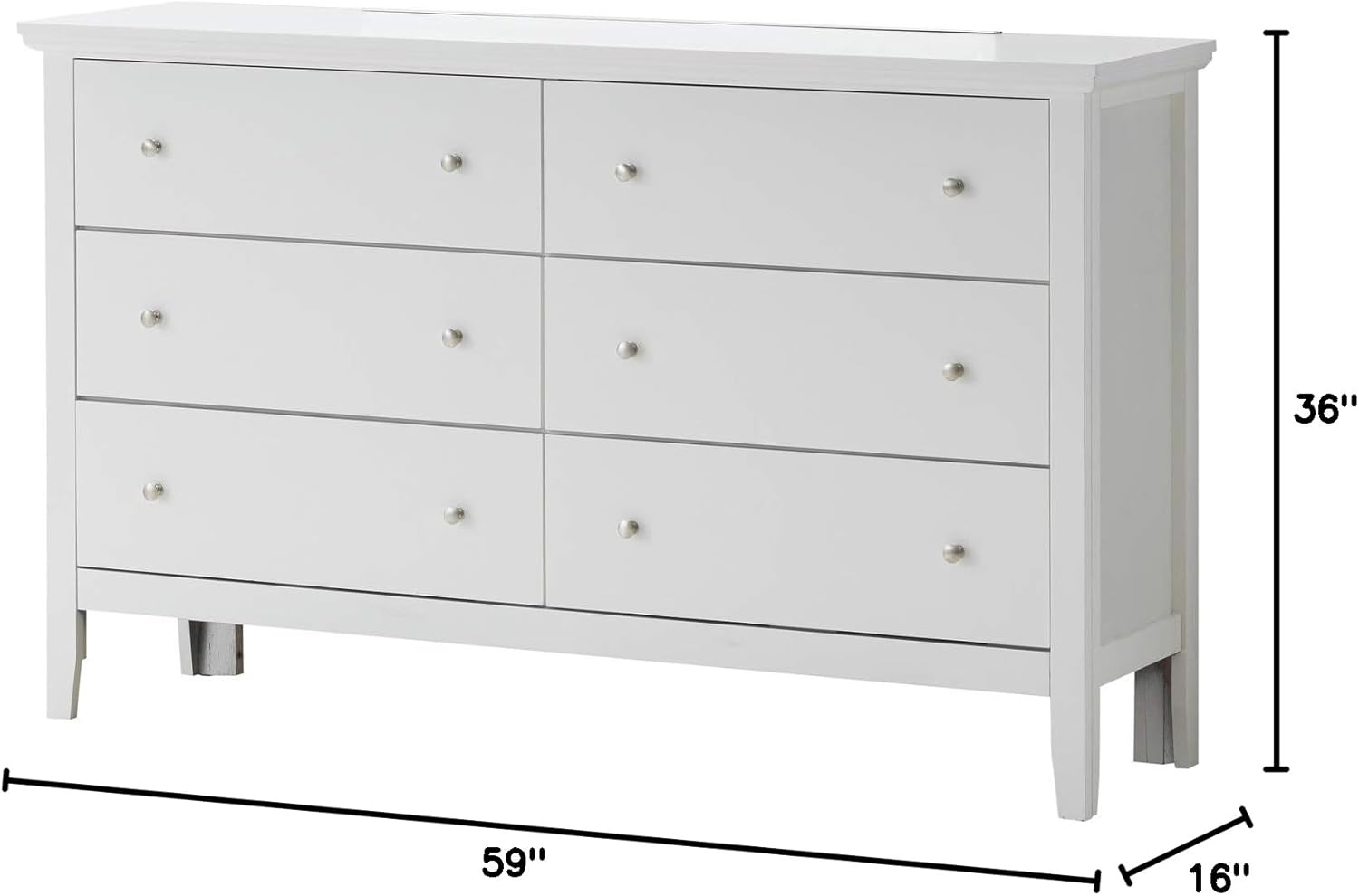 Glory Furniture Primo 6 Drawer Dresser in White