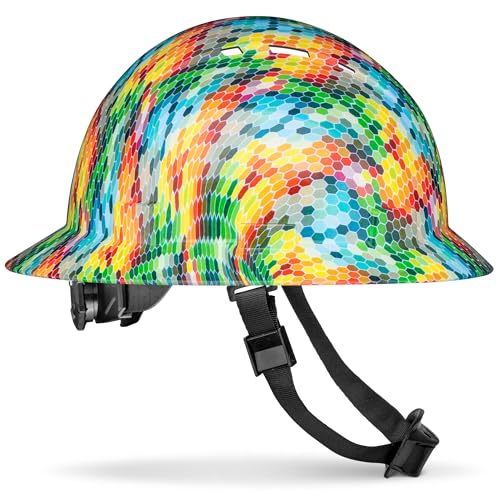 Acerpal Full Brim Vented Carbon Fiber Design Hard Hats Gloss Finish OSHA Hard Hat for Construction with 6-Point Suspension