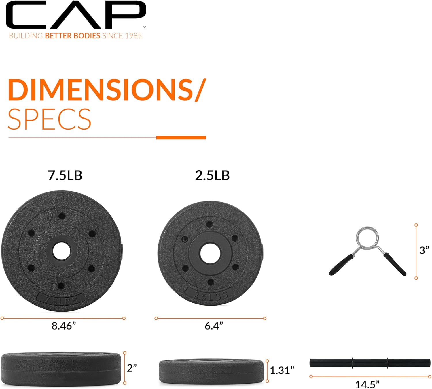 Cap Barbell 40-Pounds Cement Dumbbell Set (Black)