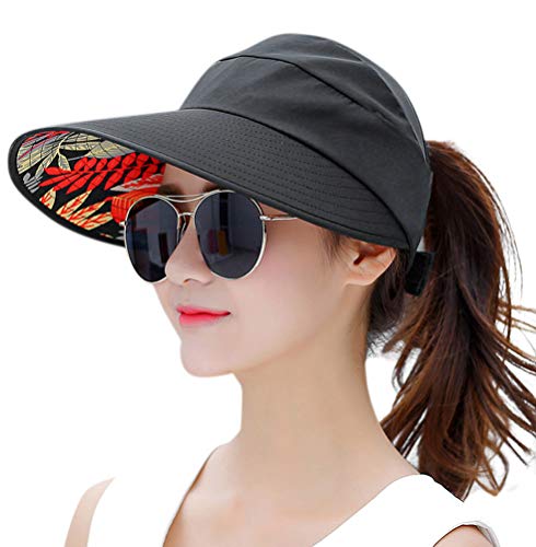 HINDAWI Sun Hats for Women Wide Brim UV Protection Sun Hat Summer Beach Packable Visor