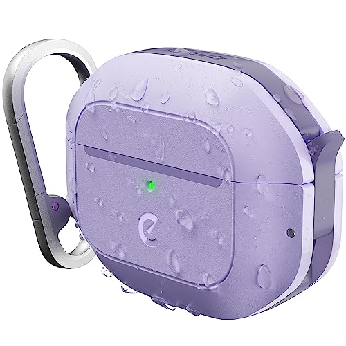 KeyBudz for AirPods 3rd Generation Case with Lock - Fully Waterproof AirPods 3 Case Cover with Keychain, Rugged Tough Protection, Hard Shell and Carabiner Clip for Easy Travel (Carbon Black)