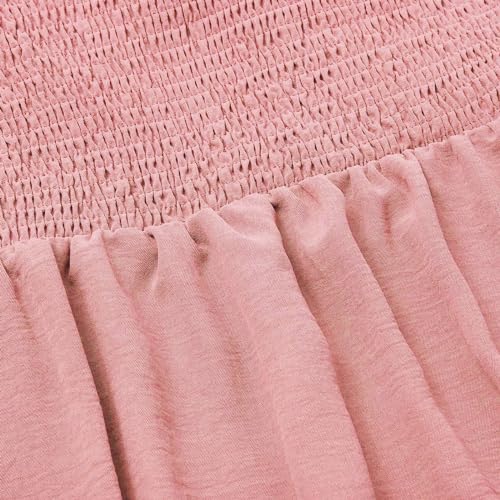 Women's Summer One Shoulder Sleeveless Knot Smocked Midi Dress Split Tiered Flowy Dresses Dresses Loose