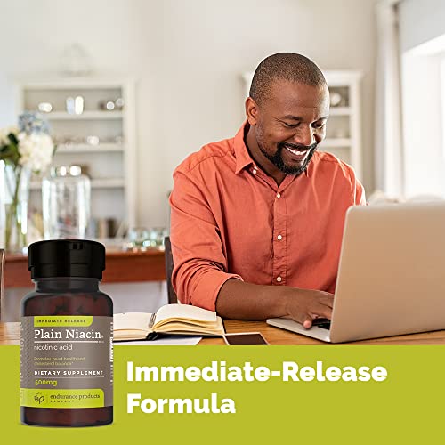 B3 Plain Niacin - 500mg Immediate Release Vitamin B-3 with Flush - Nicotinic Acid 100 Tablets - Non-GMO, Vegan, Gluten Free