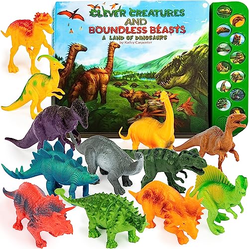 Li'l-Gen Dinosaur Toys for Kids 3-5 - Interactive Dinosaur Sound Book w/Realistic Roars & 12 Large Dinosaur Toys (7