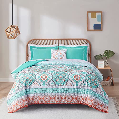 Degrees of Comfort Blue Twin XL Complete Comforter Sets, Boho Mandala Bed in A Bag,Microfiber Bedding Set with Side Pockets, Matching Decorative Pillow, 6 Piece Navy