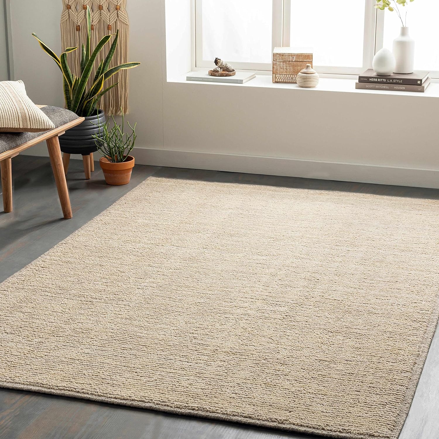 Hauteloom Abiera Wool Living Room, Bedroom Area Rug - Modern - Gray, Beige - 5' x 7'6