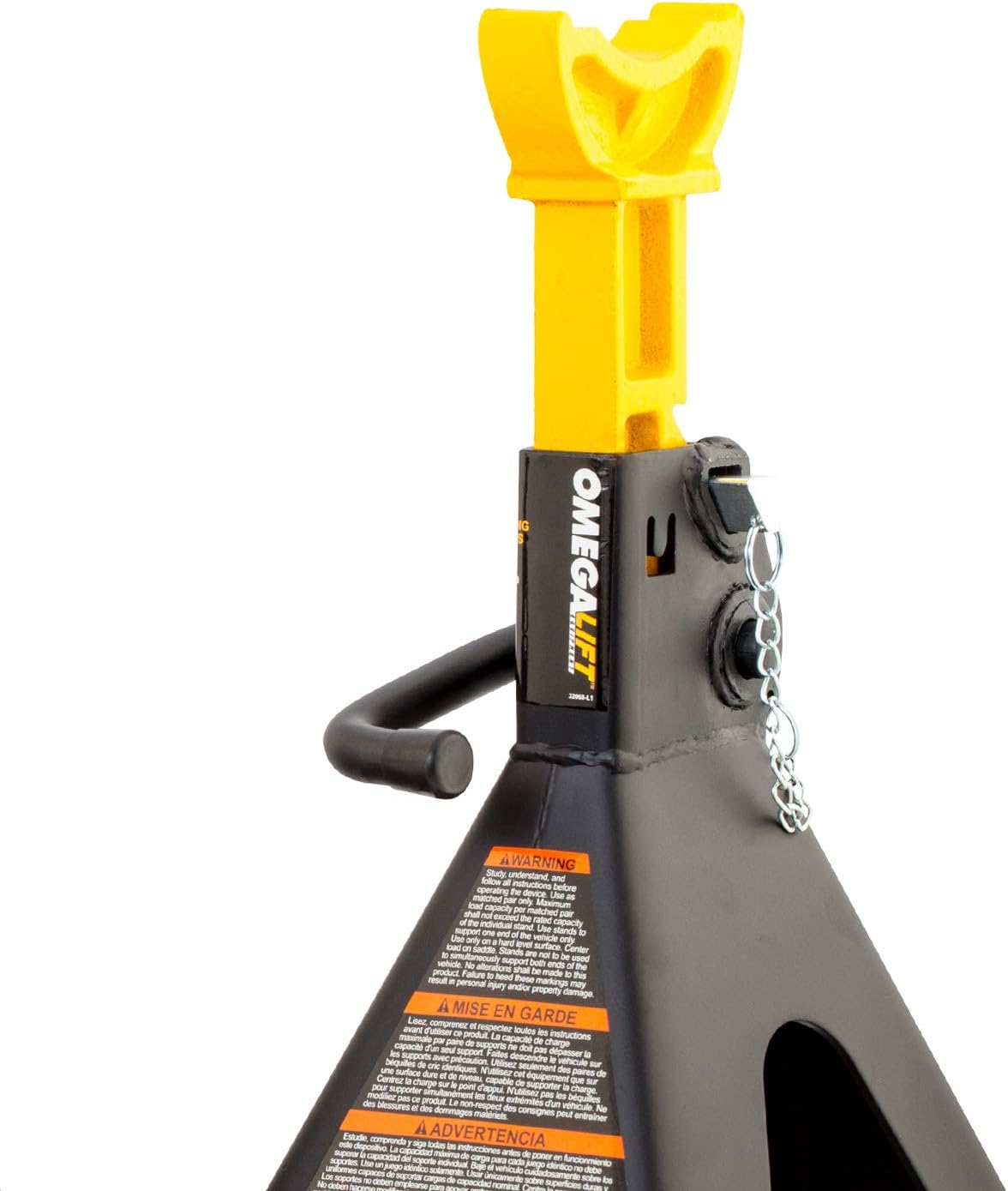 Omega Lift 32068 Heavy Duty Jack Stands 6 Ton Pair - Double Locking Pins - Handle Lock and Mobility Pin for Auto Repair Shop with Extra Safety, Black