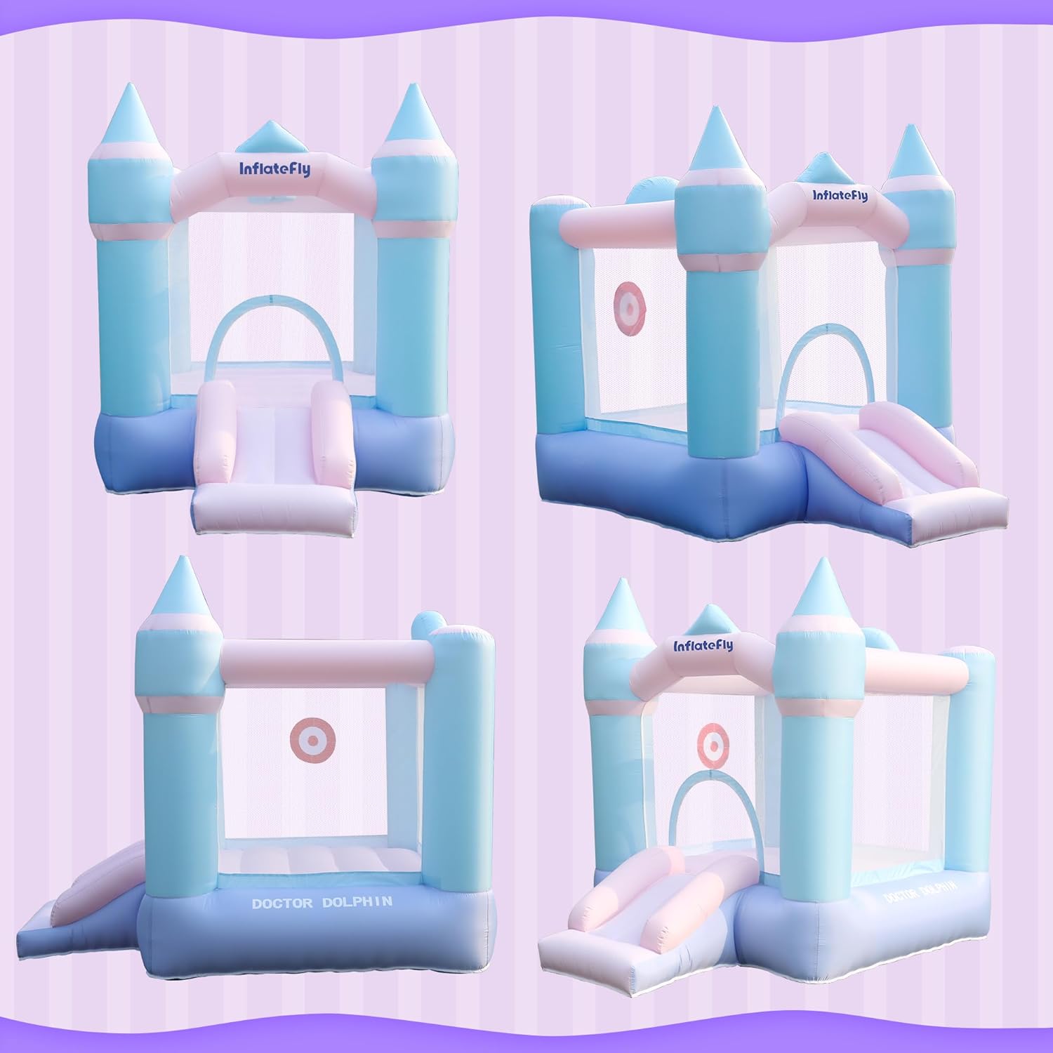 Bounce House with Slide for Kids Toddlers, Bouncer Inflatable Bouncy Castle with Blower Basketball Hoop for Backyard Wedding Cute and Small