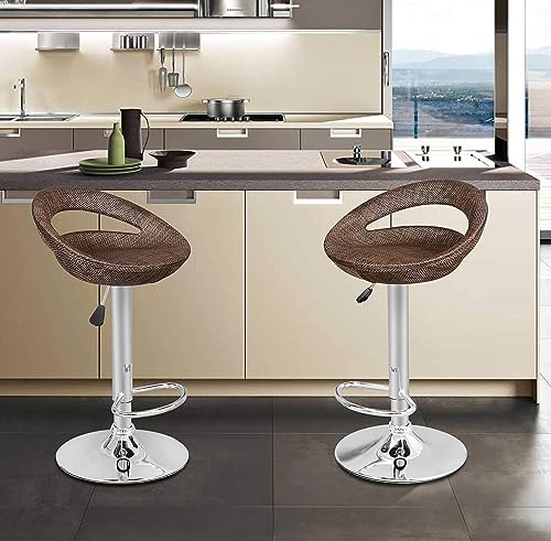 ZENY Set of 2 Adjustable Bar Stools, Pub Swivel Barstool Chairs with Back, Pub Kitchen Counter Height Modern Patio Barstool