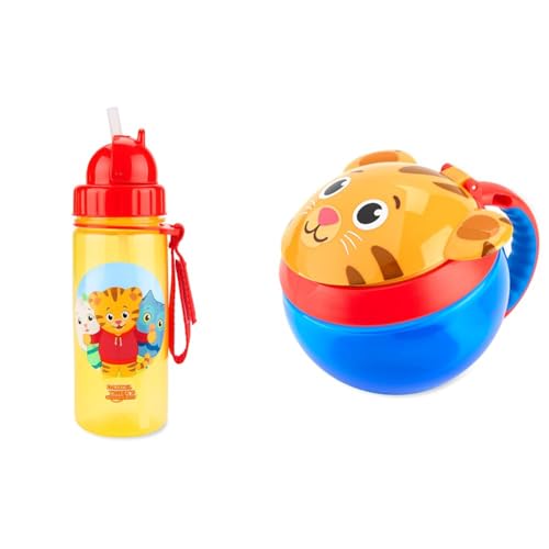 Daniel Tiger Toddler Sippy Cup with Straw & Baby Snack Container, Trolley Friends Mealtime Set