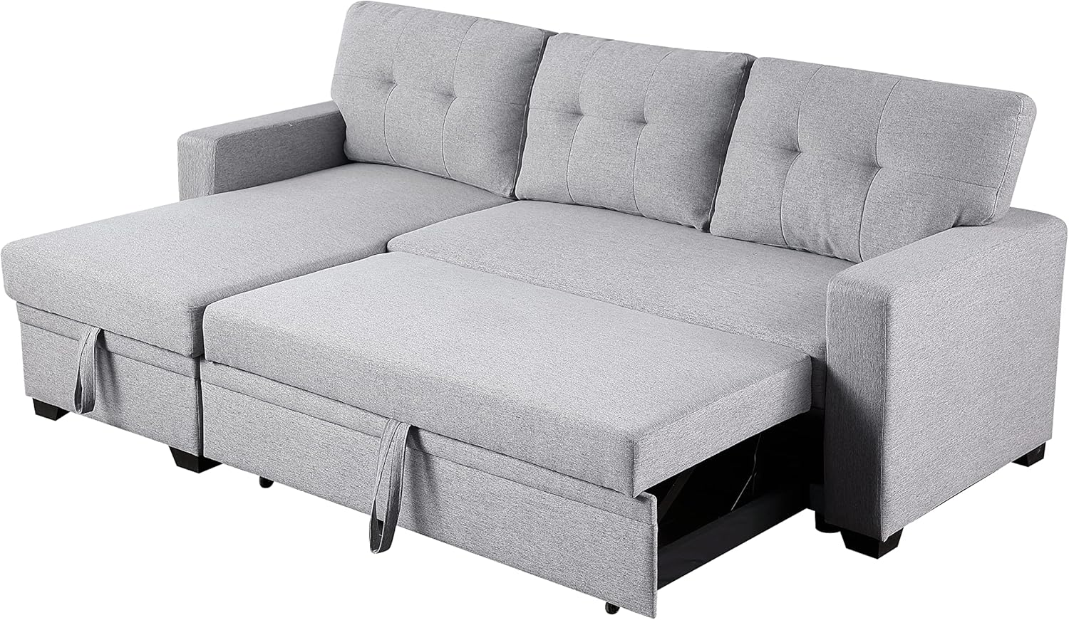Devion Furniture Lenna Reversible Sectional Sleeper Sofa & Chaise, Light Gray