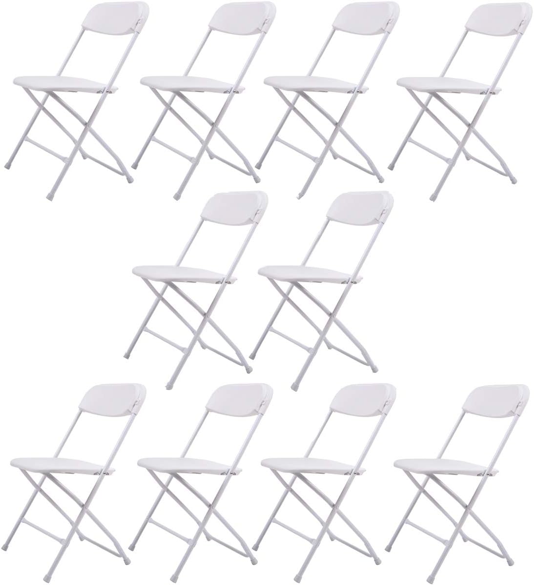 10-Pack Plastic Folding Chair Stackable Wedding Party Events Commercial Chair for Indoor＆Outdoor, White