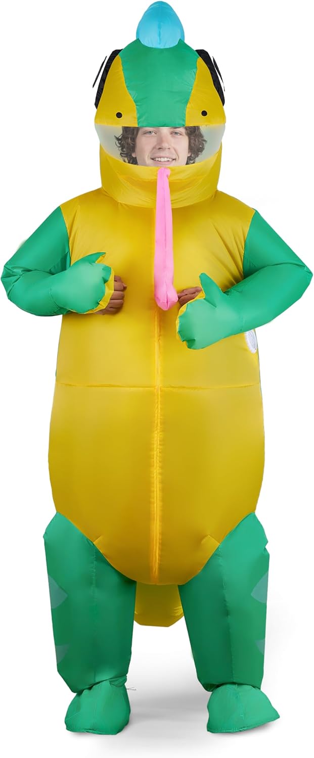 Spooktacular Creations Adult Inflatable Costume Full Body Light-up Chameleon Air Blow-up Deluxe Halloween Costume