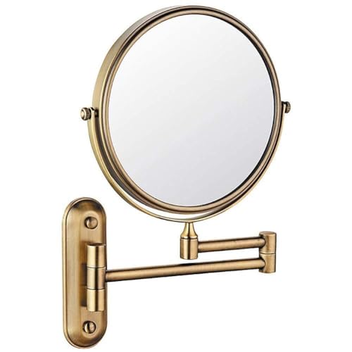 Wall Mounted Mirror, 3/5X Magnification + Normal Bathroom Shaving Mirror Double-Sided Magnifying Makeup Vanity Swivel Mirror, 8 Inch Extendable Arm, Chrome Finished(Archaize,1X/3X)