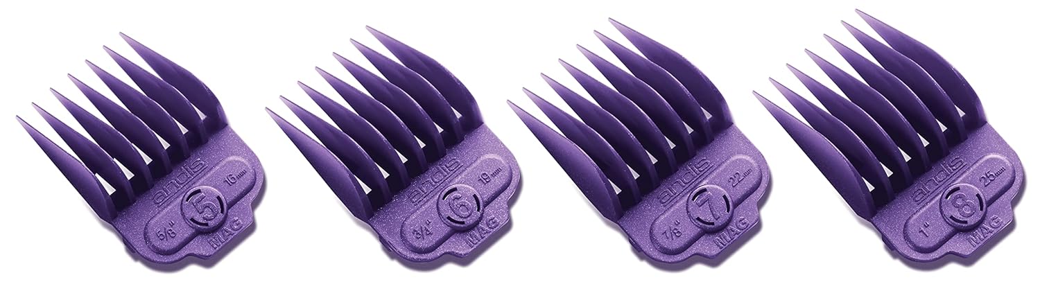Andis 66320 Magnetic 4-Piece Comb Set - Perfect for Hair Cutting & Grooming – Sizes 5, 6, 7, 8 (5/8