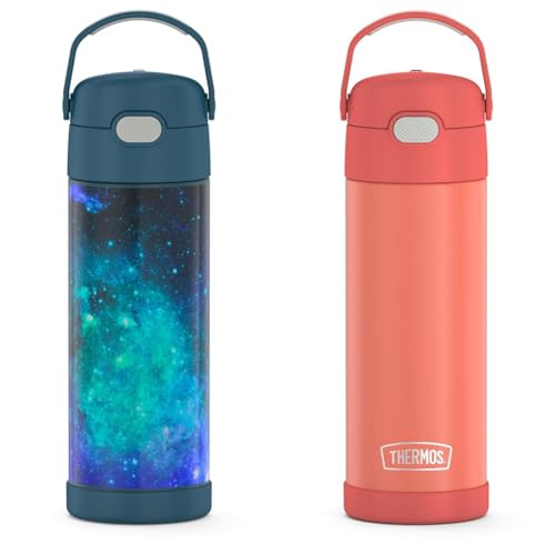 THERMOS FUNTAINER 16 Ounce Galaxy Teal & Denim Blue Stainless Steel Vacuum Insulated Water Bottles with Spout