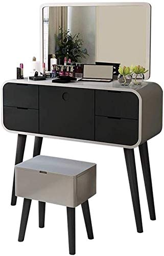 Luxury Dressing Vanity Table w/Stool for Bedroom, Nordic Light Luxury Dressing Table Modern Minimalist Bedroom Small Apartment Mini Dressing Table(Gray (60cm))