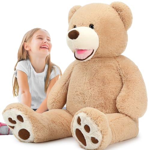 51 inch Giant Teddy Bear Stuffed Animal, 4.3 Feet Life Size Plush Teddy Bear with Big Red Lover Heart, Large Plush Valentine’s Day Pink Teddy Bear Gift for Girlfriend