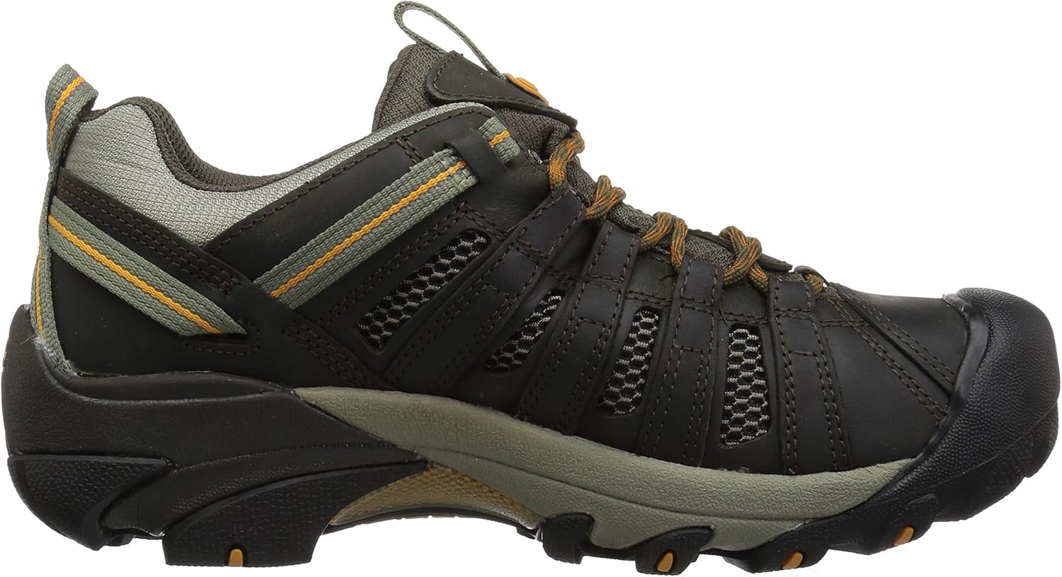 KEEN Men's Voyageur Low Height Breathable Hiking Shoes, Black Olive/Inca Gold, 10.5