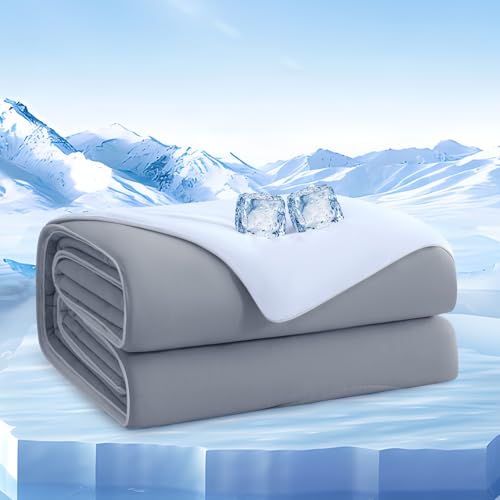 EASELAND Quick Cooling Comforter King/Cali King, Summer Double-Sided Ice Blankets for Hot Sleepers,All Night Cooling,Lightweight Breathable All-Season Comforter for Night Sweats,Cool Gray(108x90in)